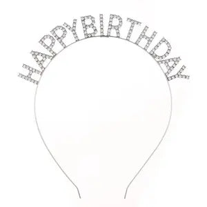 diadema metalica happy birthday plata